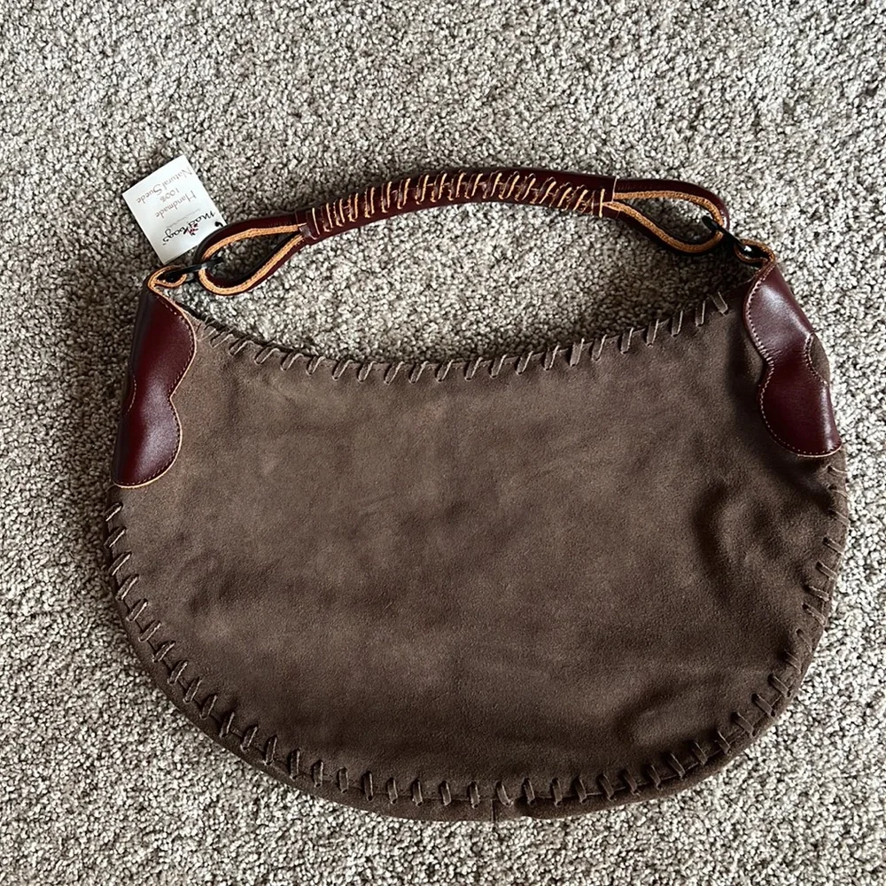 Brown Suede Hobo Bag
